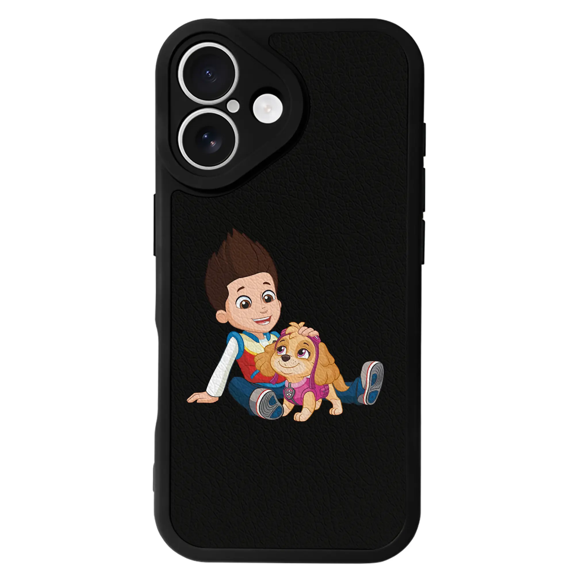 パウ・パトロール グッズ ライダー - IPhone 16シリーズ対応 ・ シリコンスマホケース ・ レザー調 ・ 高精度フィット ・ 耐衝撃 ・ ワイヤレス充電対応 ・ 精密カット